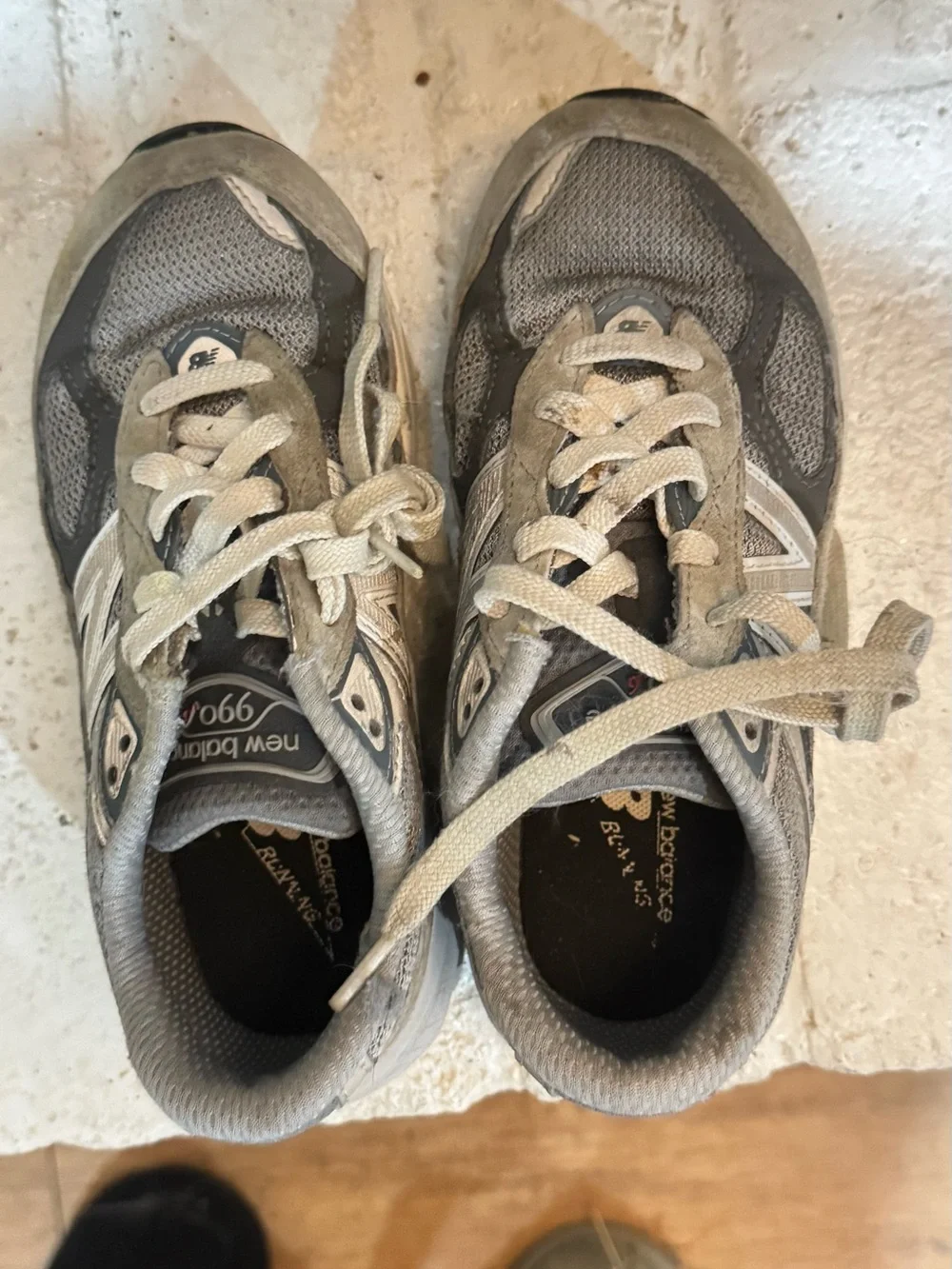 New Balance Light Gray Mesh & Suede Sneakers